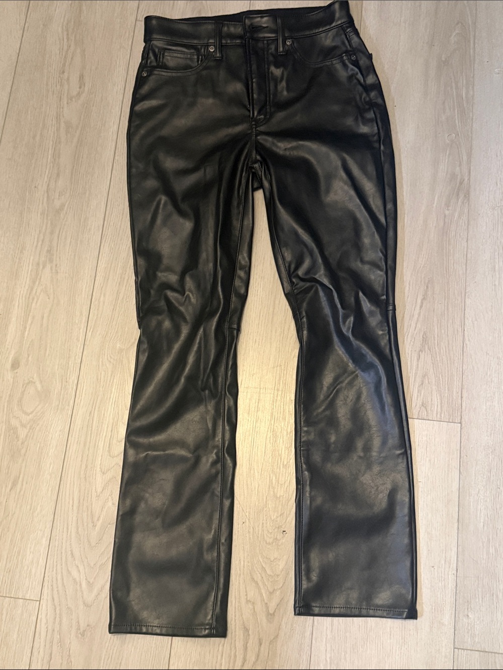 GAP Women's Black Faux Leather vintage slim high-rise pants